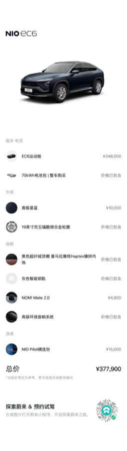 2020 NIO EC6 BEV 70KWH,autocango,china used car exporter,china ev exporter,chinese used car exporter,chinese used ev exporter